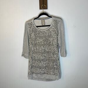 DOLAN Gray Woven / Knit 3/4 Sleeve Mini Dress / Tunic Top Size Medium